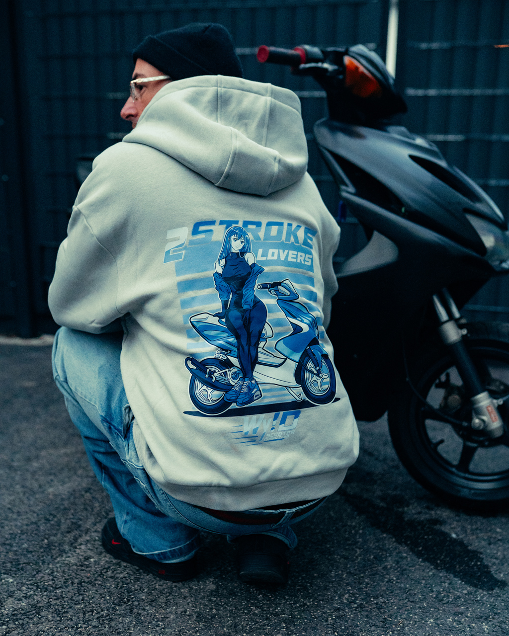 WY!D - Scooters Anime - Oversized Fluffy Hoodie [grey]